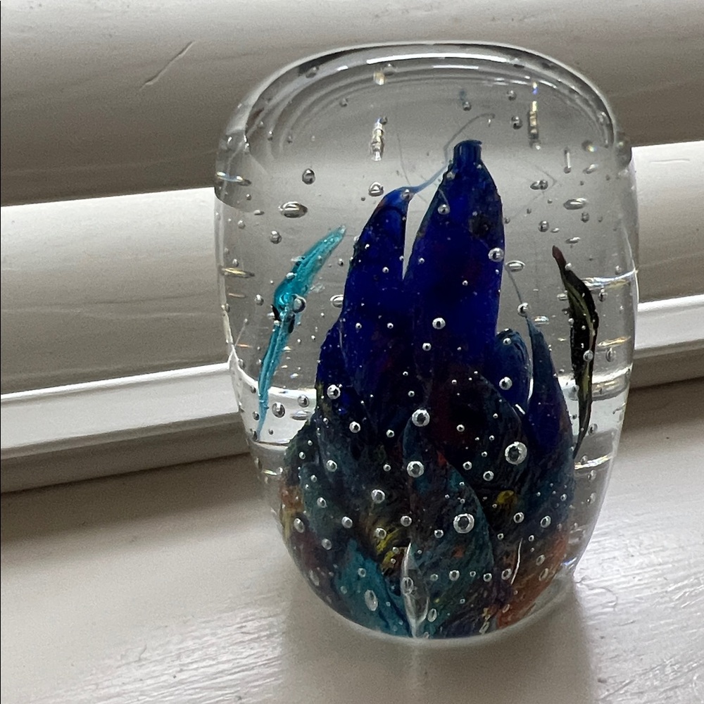 Murano‎ Style Art Glass Paperweight Aquarium Fish Seahorse Colorful Decor kosta